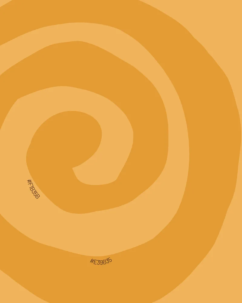 Spirale en deux oranges, avec leurs codes couleur